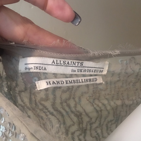 All Saints Women’s Hand Embellished Top Tunic SZ 6 - Picture 4 of 8